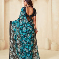 Navy trendy floral saree
