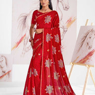 Laxmipati Murli Red Silk Blend Floral Saree