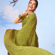 Green embroidered silk blend saree daily wear