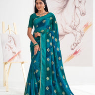 Laxmipati Murli Blue Georgette Floral Saree