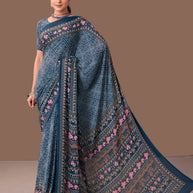 Laxmipati Dillagi Navy Blue Georgette Floral Saree