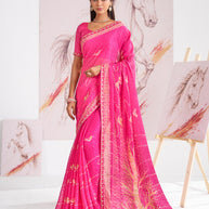 Laxmipati Murli Pink Chiffon Floral Saree