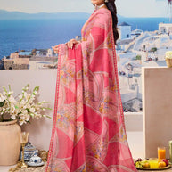 Stylish pink printed saree