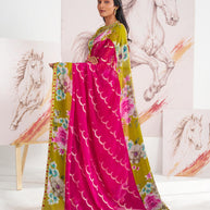 Laxmipati Murli Pink Chiffon Floral Saree