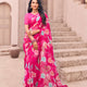 Pink georgette floral printed saree