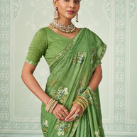 green chiffon saree