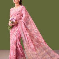 Laxmipati Dillagi Pink Georgette Floral Saree