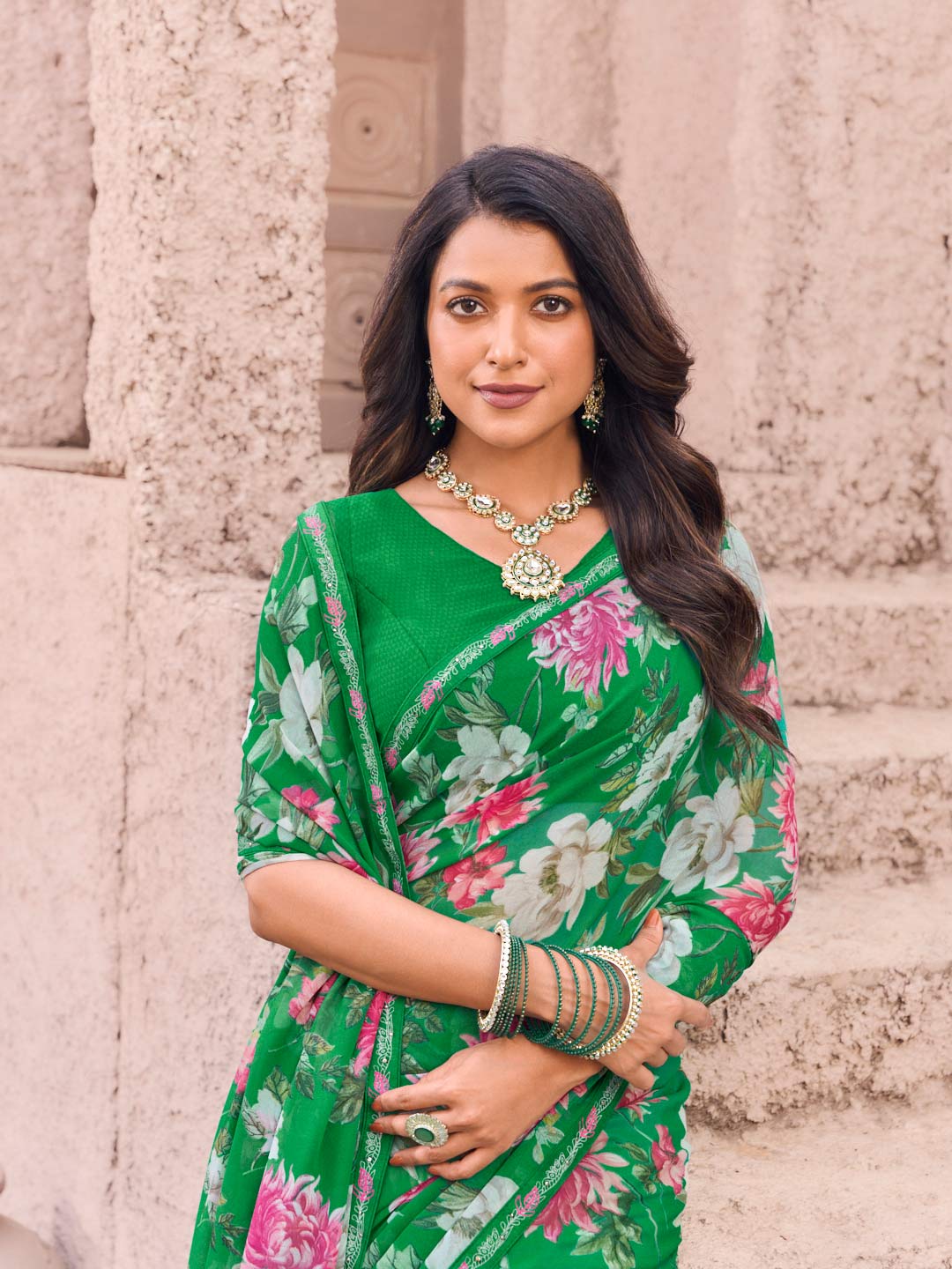 lightweight georgette saree look