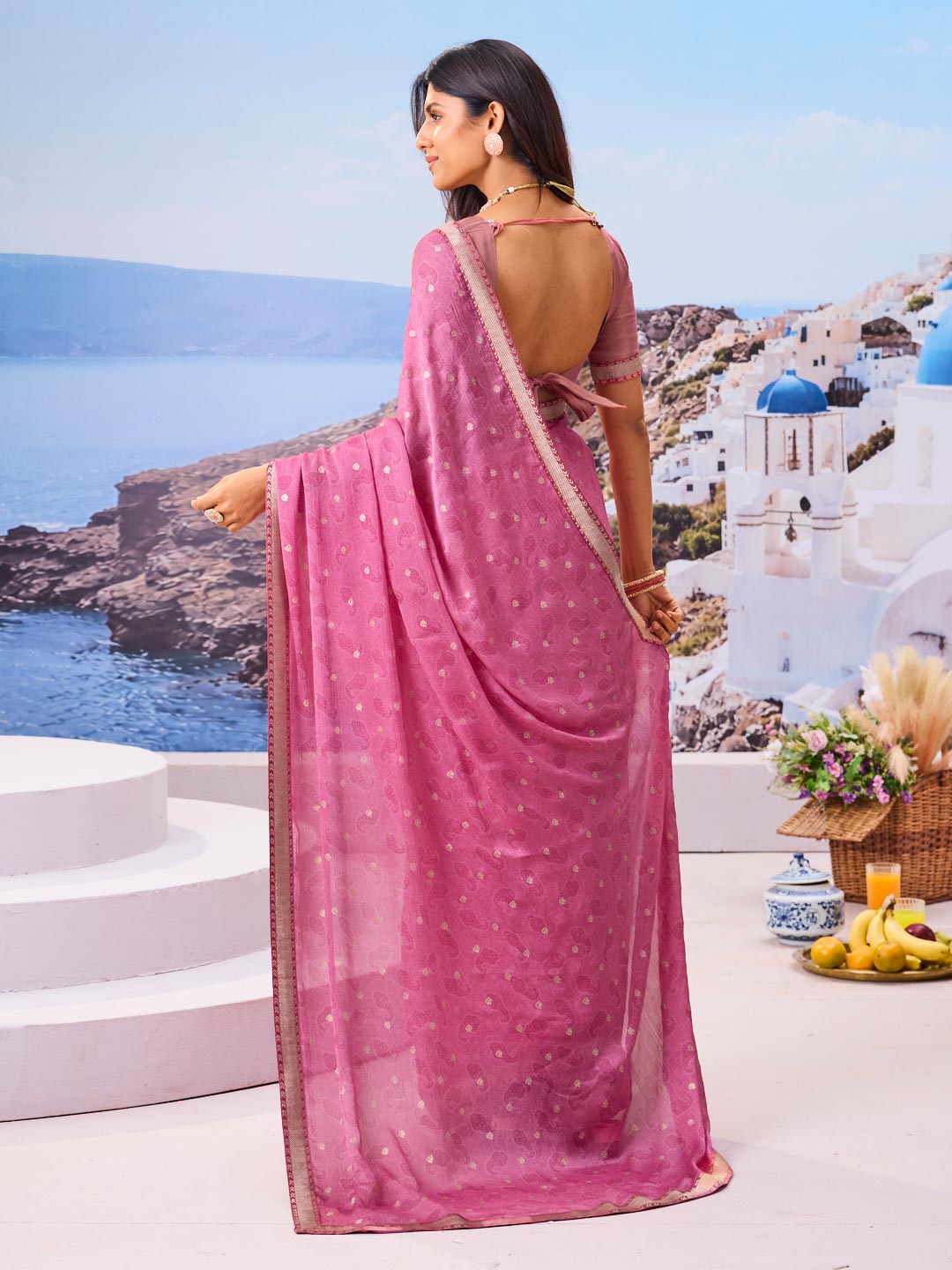 Shop pink saree online premium look