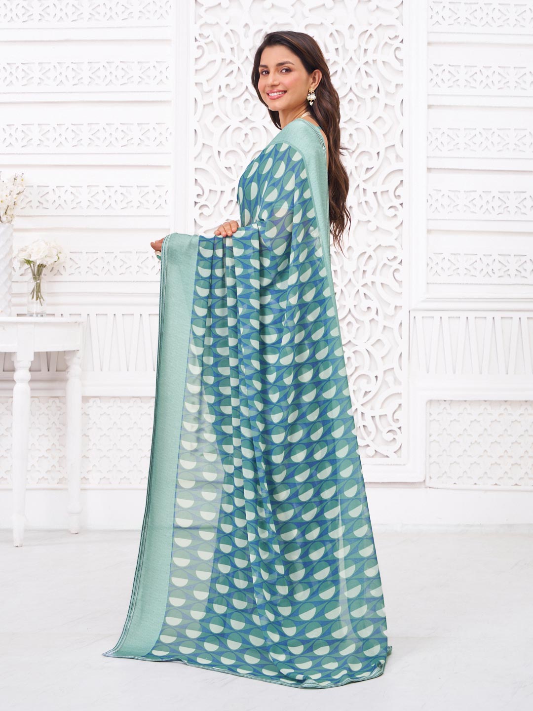 blue saree for casual wear