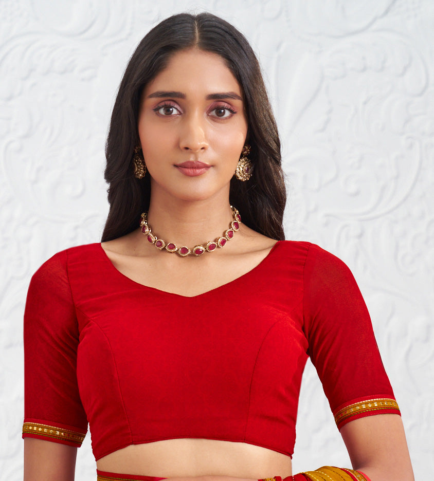 red georgette saree