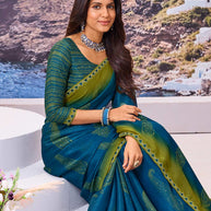 Trendy blue saree modern look