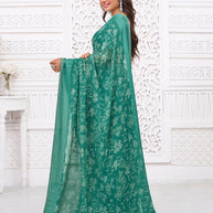 designer green printed saree