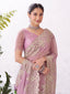 Pink floral embroidery saree trendy look