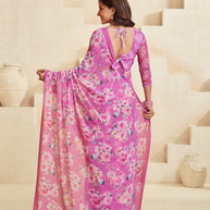 Pink trendy floral saree