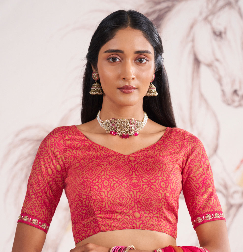 Laxmipati Murli Orange Silk Blend Floral Saree