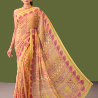 Laxmipati Dillagi Yellow Georgette Floral Saree