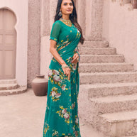 stylish teal designer saree