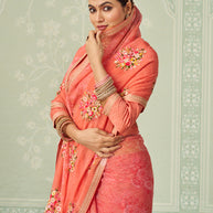 peach colour saree