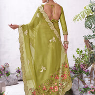 olive green saree