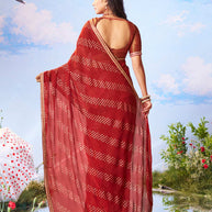 Red traditional brocade banarasi silk saree ceremonial wear