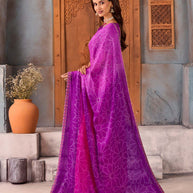 Pink ombré dotted silk blend saree casual wear