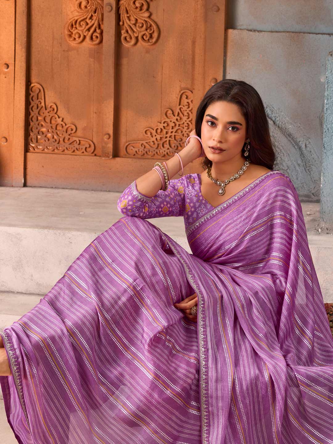 purple colour saree