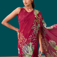 Laxmipati Dillagi Pink Georgette Floral Saree