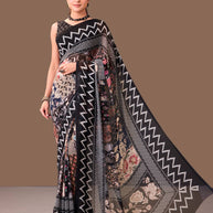 Laxmipati Dillagi Black Georgette Floral Saree