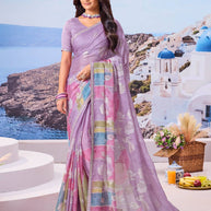 Lavender floral chiffon saree