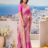 Purple printed saree elegant look