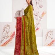 Laxmipati Murli Olive Green Chiffon Floral Saree