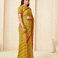 Mustard floral saree lightweight look