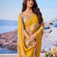 Stylish yellow saree design