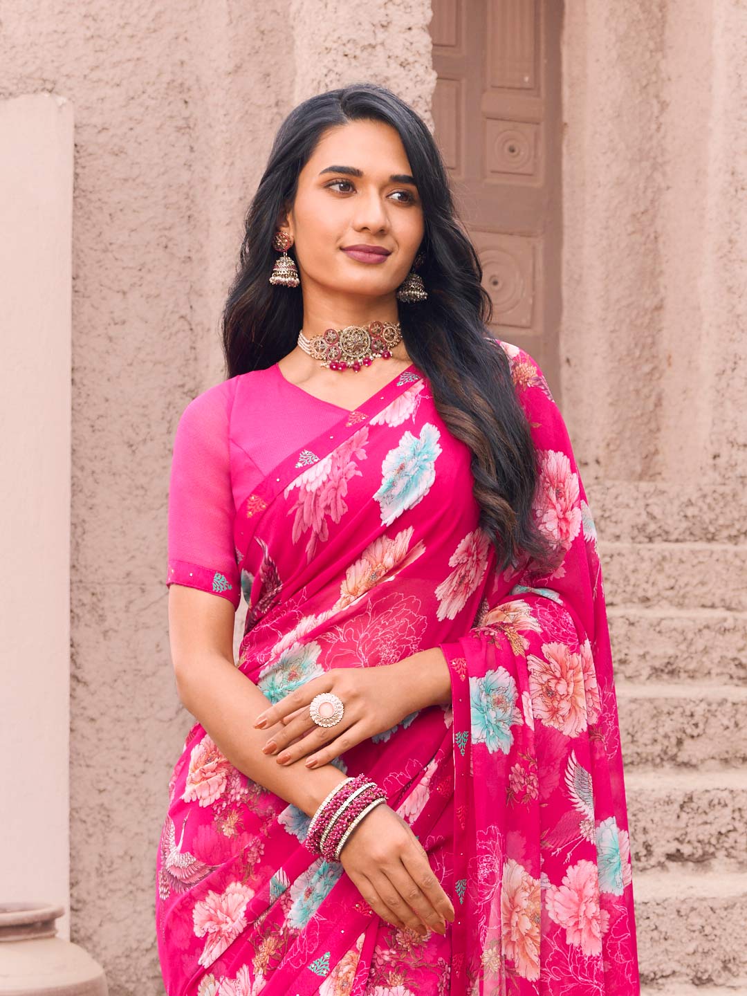 lightweight georgette printed saree