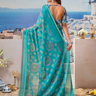 Buy blue saree online modern style