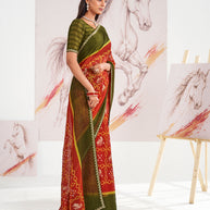 Laxmipati Murli Red Chiffon Floral Saree