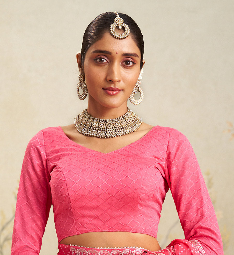 pink chiffon saree