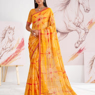 Laxmipati Murli Orange Chiffon Geometric Saree