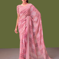 Laxmipati Dillagi Pink Georgette Floral Saree