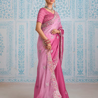 Laxmipati Aanya Pink Chiffon Embroidered Saree