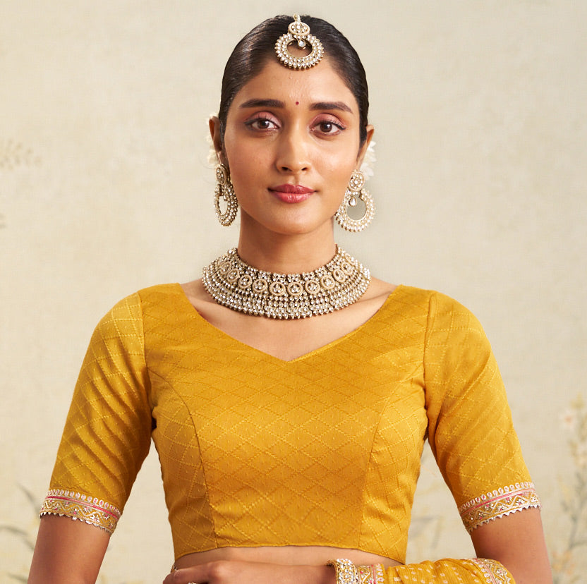 yellow chiffon saree