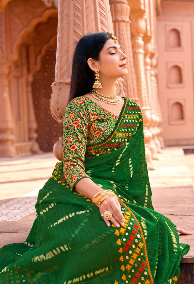 designer bandhani style saree