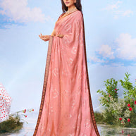 pink embroidered silk saree festive wear