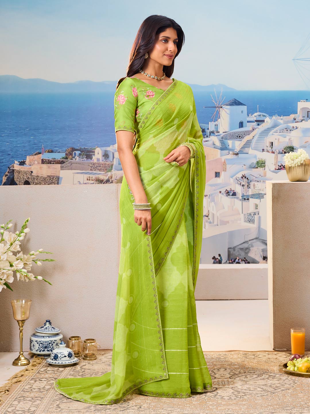 Lightweight green saree