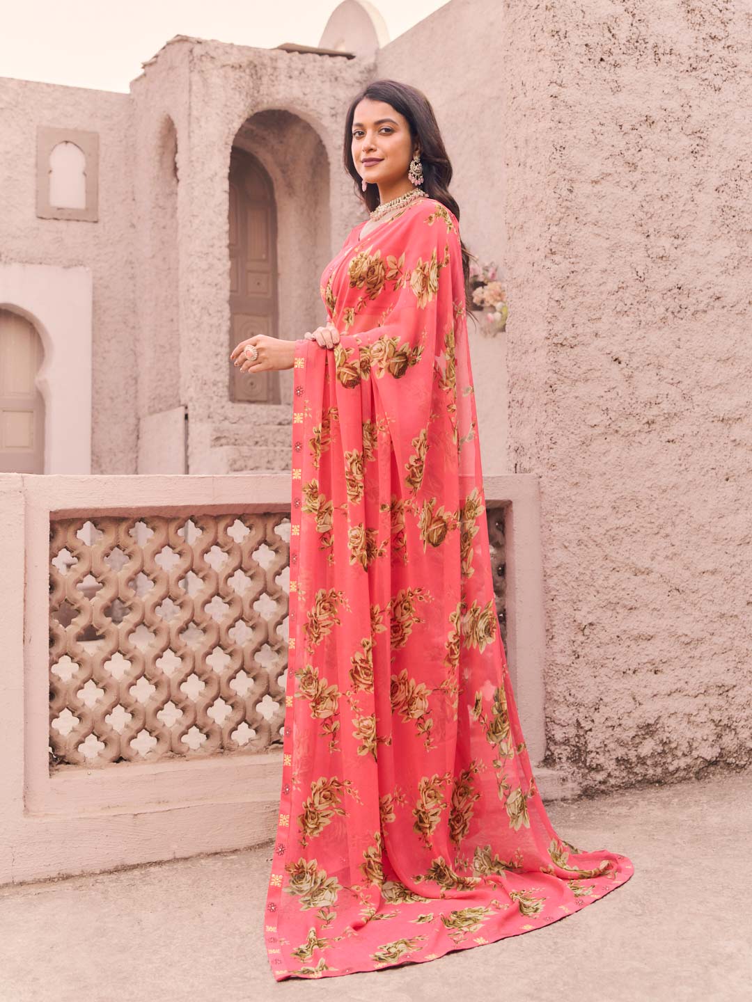 festive pink saree outfit