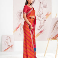 Laxmipati Murli Orange Silk Blend Geometric Saree
