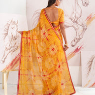 Laxmipati Murli Orange Chiffon Geometric Saree