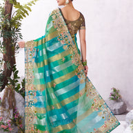 Green stylish embroidered saree