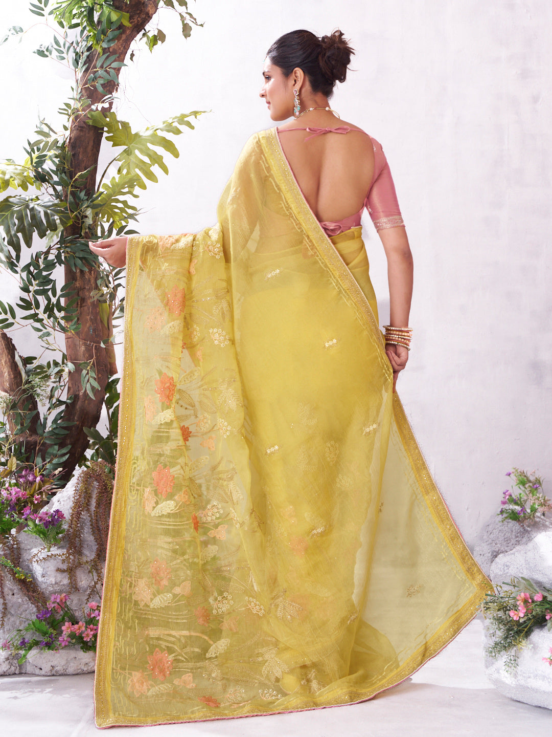 Yellow elegant saree